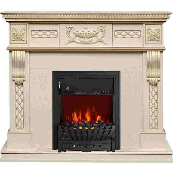 Каминокомплект Royal Flame  Corsica - Слоновая кость с патиной (Ширина 1100) с очагом Aspen Black