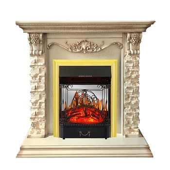 Каминокомплект Royal Flame  Adriana - Cлоновая кость с очагом Majestic FX M Brass