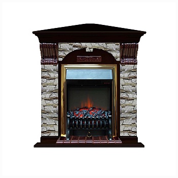 Каминокомплект Glenrich Арочный (угловой) Fobos brass камень Алтай, шпон венге