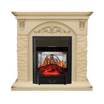 Каминокомплект Royal Flame  Bern Сланец крупный бежевый / Алебастр темная патина с очагом Majestic FX M Black