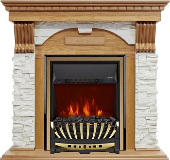 Каминокомплект Royal Flame  Dublin - Дуб / Сланец белый с очагом Aspen Gold