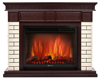 Каминокомплект Electrolux Bricks 25U (угловой) с очагом EFP/P-2520LS камень бежевый, шпон темный дуб