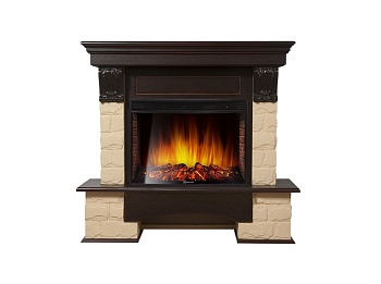 Каминокомплект Electrolux Forte 30S с очагом EFP/P-3320RLS камень бежевый, шпон темный дуб