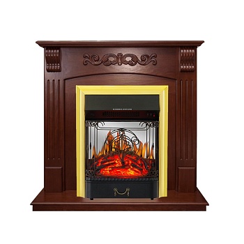 Каминокомплект Royal Flame  Sorrento угловой - Орех с очагом Majestic FX M Brass