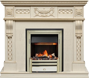 Каминокомплект Dimplex Corsica - Слоновая кость с патиной (Ширина 1100) с очагом Cavendish