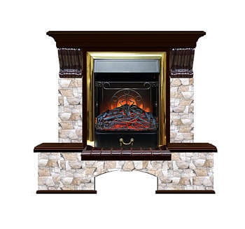 Каминокомплект Glenrich Бостон К Арбат (Magestic brass) дуб