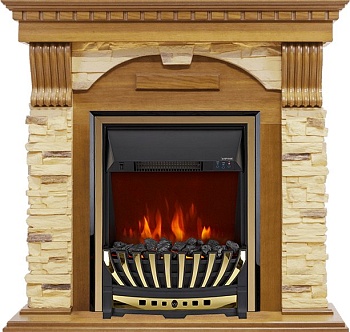Каминокомплект Royal Flame  Dublin -  Дуб / Сланец с очагом Aspen Gold