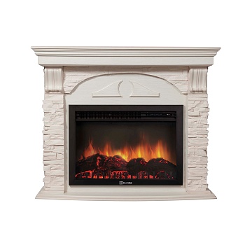 Каминокомплект Electrolux Torre 25S с очагом EFP/P-2720RLS камень белый, шпон белёный дуб