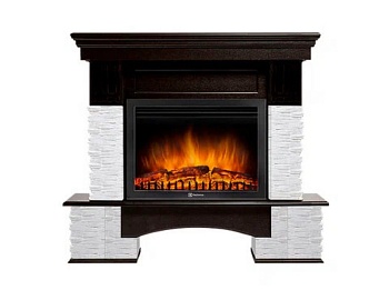 Каминокомплект угловой Electrolux Pietra 25U с очагом EFP/P-2520LS камень белый, шпон темный дуб