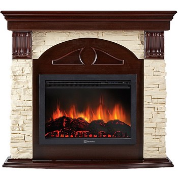 Каминокомплект Electrolux Torre 26/30S с очагом EFP/P-2620RLS камень слоновая кость, шпон темный дуб