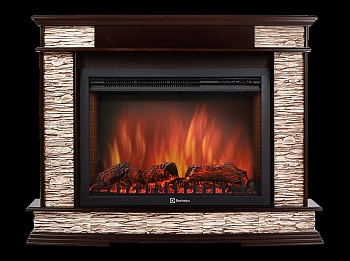 Каминокомплект Electrolux Scala 30 с очагом EFP/P-3020LS камень сланец скалистый бурый, шпон тёмный дуб