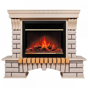 Электрокамин RealFlame  Country 26 WT с очагом Moonblaze Deluxe Brass