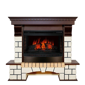 Каминокомплект Royal Flame  Pierre Luxe - Темный дуб / Белый (Высота 1075мм) с очагом Dioramic 26 LED FX