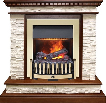 Каминокомплект Dimplex Calgary - Дуб / Сланец белый с очагом Danville Brass FB2