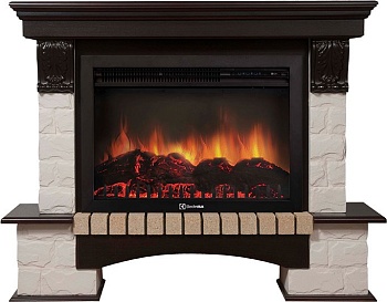 Каминокомплект Electrolux Forte 25S с очагом EFP/P-2520LS камень белый, шпон темный дуб