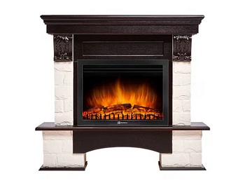 Каминокомплект Electrolux Pietra Nuovo 25 с очагом EFP/P-2520LS камень сланец белый, шпон темный дуб