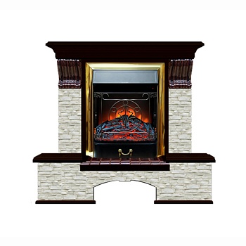 Каминокомплект Glenrich Бостон К Грот однотонный (Magestic brass) дуб