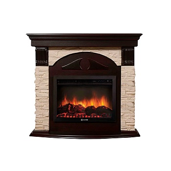 Каминокомплект угловой Electrolux Torre 25U с очагом EFP/P-2520LS камень слоновая кость, темный дуб