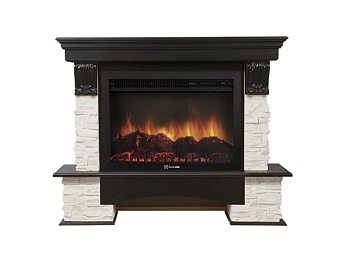 Каминокомплект Electrolux Pietra 26/30S с очагом EFP/P-3020LS камень белый, шпон темный дуб