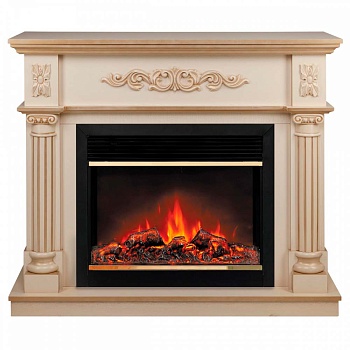 Электрокамин RealFlame  Silvia 26 WT-619G с очагом Moonblaze Deluxe Brass