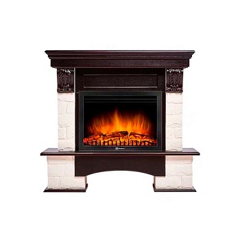 Каминокомплект Electrolux Forte 25S с очагом EFP/P-2520LS камень белый, шпон венге