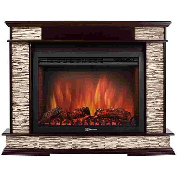 Каминокомплект Electrolux Scala 26/30 с очагом EFP/P-2620RLS камень сланец скалистый бурый, шпон тёмный дуб