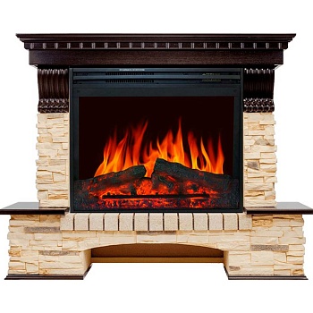 Каминокомплект Royal Flame  Pierre Luxe угловой - Темный дуб / Сланец (Высота 1045мм) с очагом Jupiter FX New
