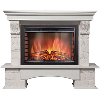 Каминокомплект Electrolux Forte 26/30S с очагом EFP/P-3020LS камень белый, шпон беленый дуб