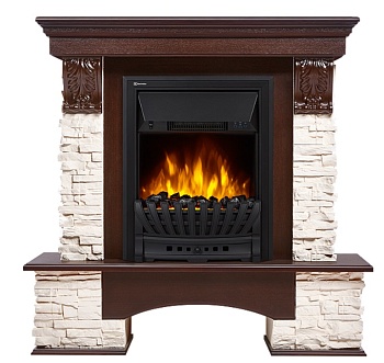 Каминокомплект Electrolux Pietra Classic с очагом Classic EFP/P-1020LS камень белый, шпон темный дуб