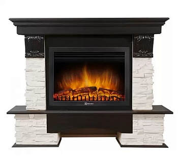 Каминокомплект Electrolux Pietra 25S с очагом EFP/P-2720RLS камень белый, шпон дуб