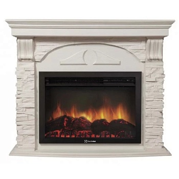 Каминокомплект Electrolux Torre 26/30U (угловой) с очагом EFP/P-2620RLS камень белый, шпон белёный дуб