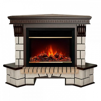 Электрокамин RealFlame  Stone Corner 26 AO с очагом Moonblaze Deluxe Brass