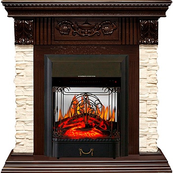 Каминокомплект Royal Flame  Luxemburg (каменный) - Сланец/Темный дуб с очагом Majestic FX M Black