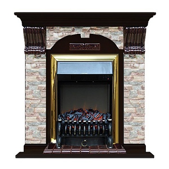 Каминокомплект Glenrich Арочный Грот цветной (Fobos brass) венге