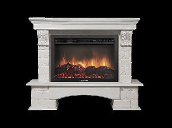 Портал Firelight Forte 30S камень белый, шпон белёный дуб