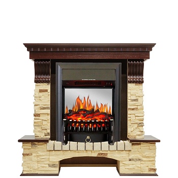 Каминокомплект Royal Flame  Pierre Luxe - Темный дуб / Сланец с очагом Fobos FX M Black