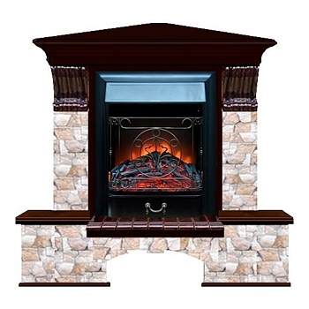 Каминокомплект Glenrich Бостон К угловой (Magestic black) красное дерево