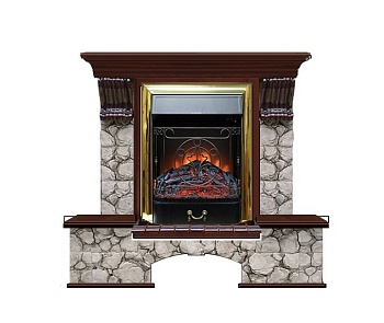Каминокомплект Glenrich Бостон К Карелия (Magestic) красное дерево