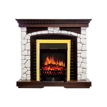 Каминокомплект Royal Flame  Glasgow - Темный дуб / Белый с очагом Fobos FX Brass