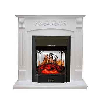 Каминокомплект Royal Flame  Sorrento угловой - Белый дуб с очагом Majestic FX M Black