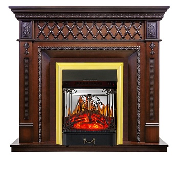 Каминокомплект Royal Flame  Alexandria - махагон коричневый антик с очагом Majestic FX M Brass