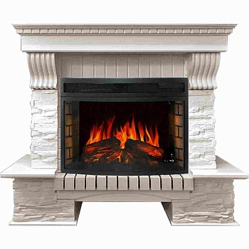 Каминокомплект Royal Flame  Pierre Luxe Белый / Сланец белый с очагом Dioramic 25 LED FX