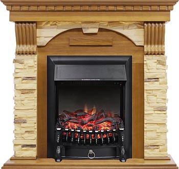 Каминокомплект Royal Flame  Dublin -  Дуб / Сланец с очагом Fobos FX Black