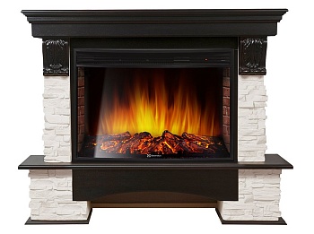 Каминокомплект Electrolux Pietra 30S с очагом EFP/P-3320RLS камень белый, шпон темный дуб