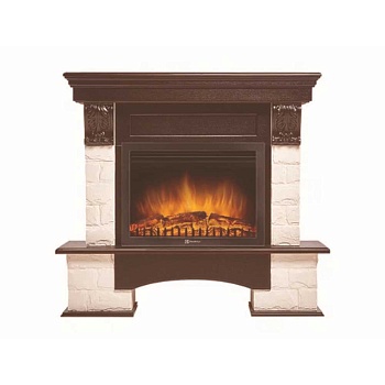 Каминокомплект Electrolux Pietra 25S с очагом EFP/P-2520LS камень белый, шпон венге