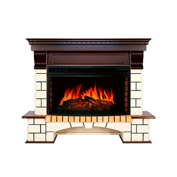Каминокомплект Royal Flame  Pierre Luxe - Темный дуб / Белый (Ширина 1380мм) с очагом Dioramic 33W LED FX