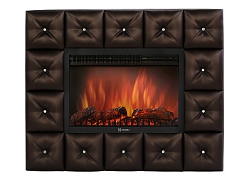 Каминокомплект Electrolux Crystal 30 с очагом EFP/P-3320RLS тёмная экокожа