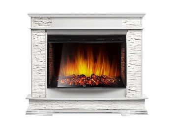 Каминокомплект Electrolux Scala 25 с очагом EFP/P-2720RLS камень сланец скалистый белый, шпон белый дуб
