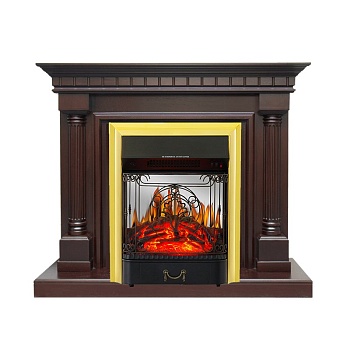 Каминокомплект Royal Flame  Dallas - Темный дуб с очагом Majestic FX M Brass