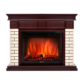 Каминокомплект Electrolux Bricks 30 U (угловой) с очагом EFP/P-3020LS камень бежевый, шпон темный дуб